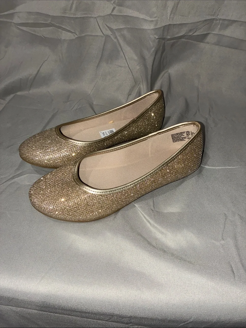 Gold Glitter Ballet Flats - Girl’s Shimmer Slip-Ons